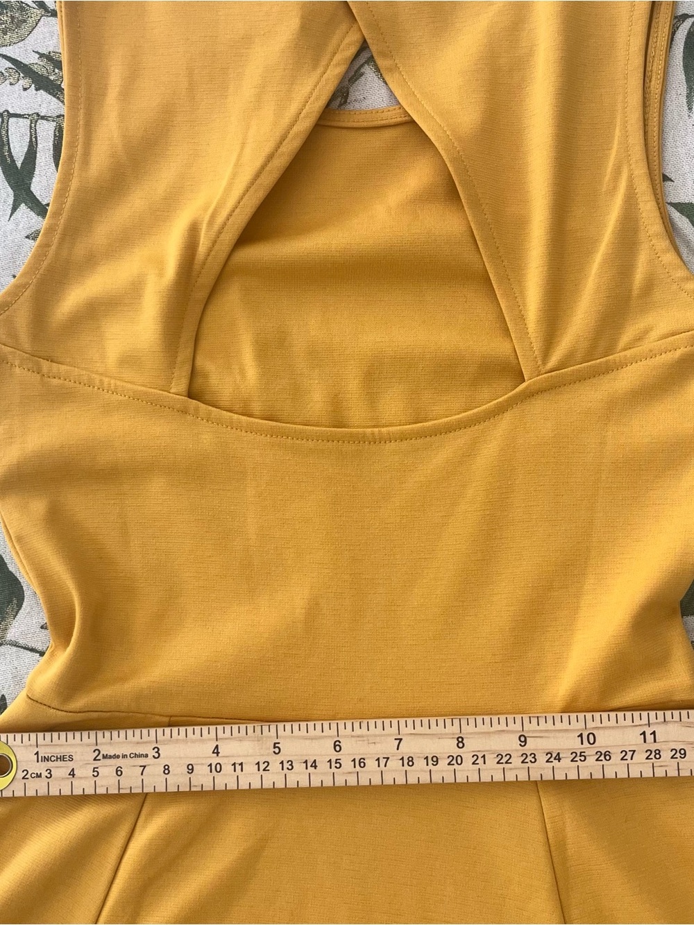 H&M Fit & Flare Mini Dress Open Back Size XS Mustard Yellow Gorpcore Skater - Picture 9 of 14
